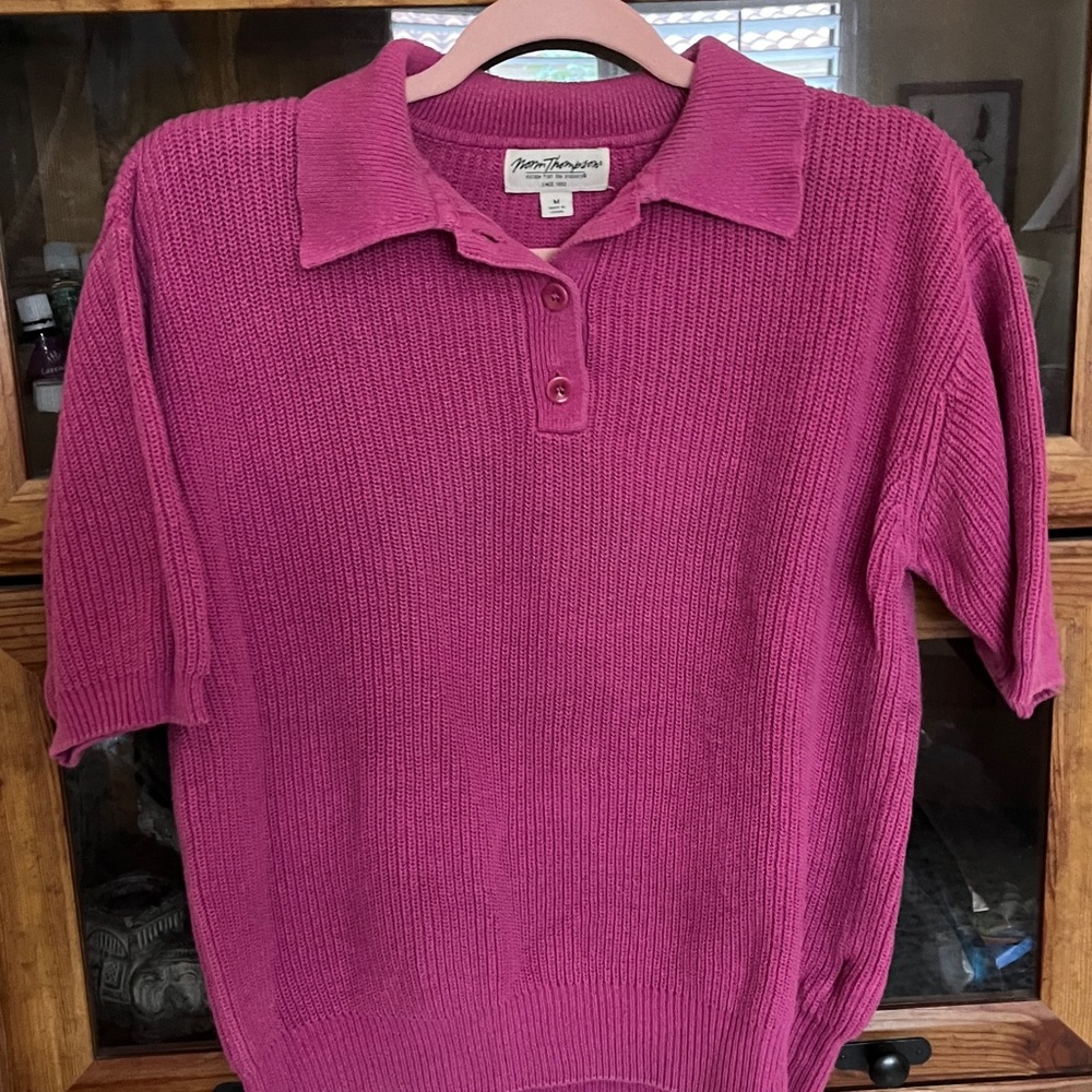 Norm Thompson Vintage Pink 3/4 Sleeve Sweater sz Medium
